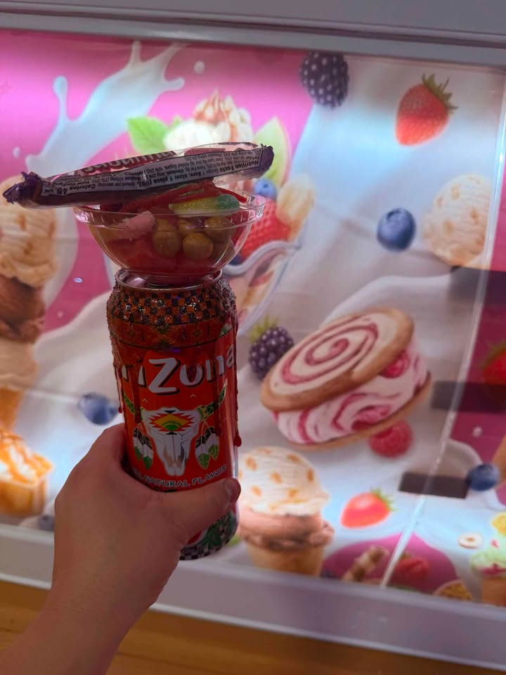 Arizona Loca, a fruit cup served on an Arizona can with candy